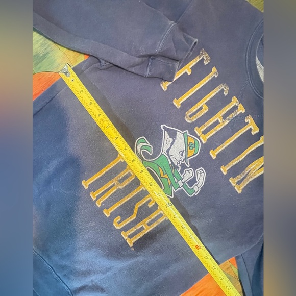 University T Notre Dame Sweatshirt Long Sleeve Fighting Irish Blue Green Small. - Picture 5 of 7